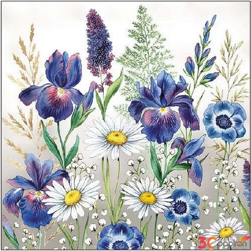 Szalvéta Ambiante virágos Mixed Meadow Flowers papírszalvéta 33x33cm,20db-os
