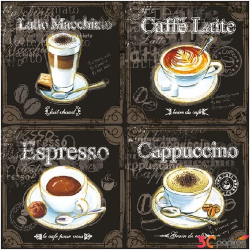 Szalvéta Ambiante Types Of Coffee papírszalvéta 33x33cm,20db-os