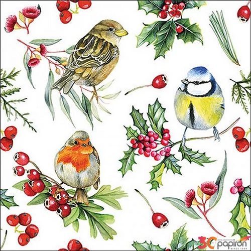 Szalvéta  Birds in Winter 33x33cm, 20db-os