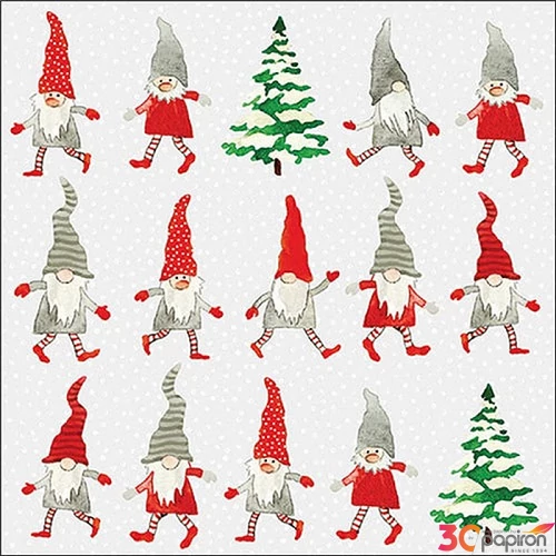Szalvéta  Dancing gnomes 33x33cm, 20db-os