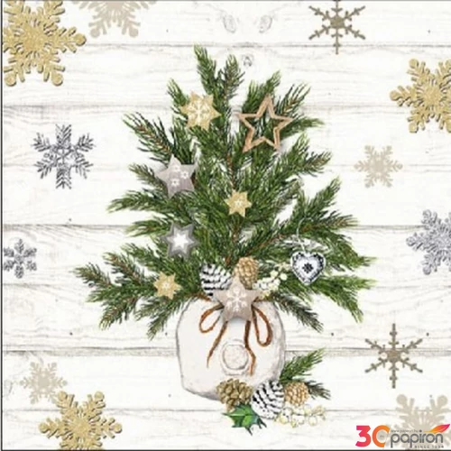 Szalvéta Ambiante karácsonyi Decorated Branches papírszalvéta 25x25cm,15db-os