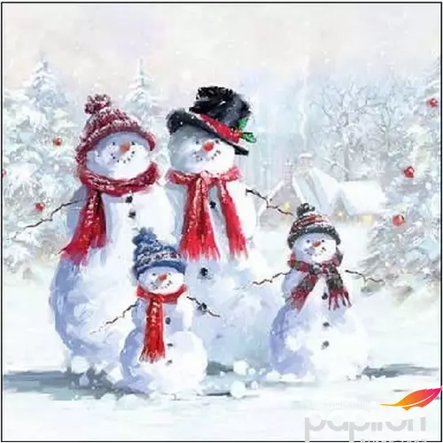 Szalvéta karácsonyi 25x25cm Snowman With Hat 20db-os