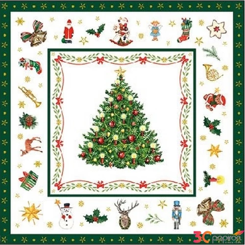 Szalvéta Ambiante Christmas Evergreen white papír papírszalvéta 25x25cm,15db-os