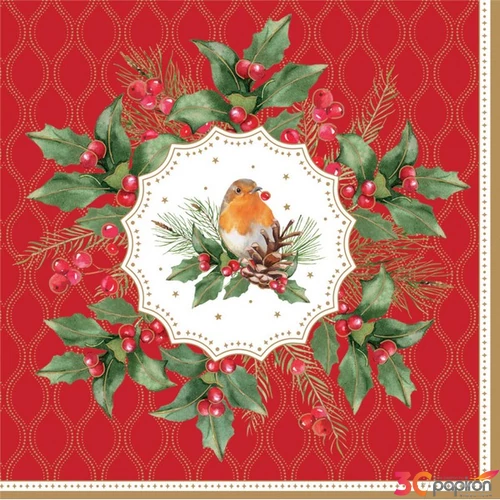 Szalvéta 33x33cm karácsonyi Christmas Berries, 20db-os