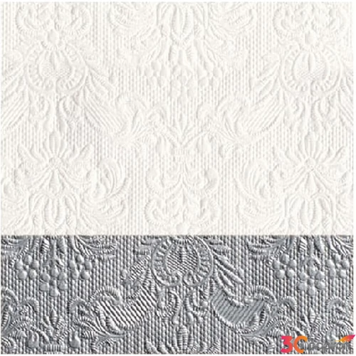 Szalvéta Ambiente Elegance Elegance Dip Silver dombornyomott papírszalvéta 25x25cm,15db-os