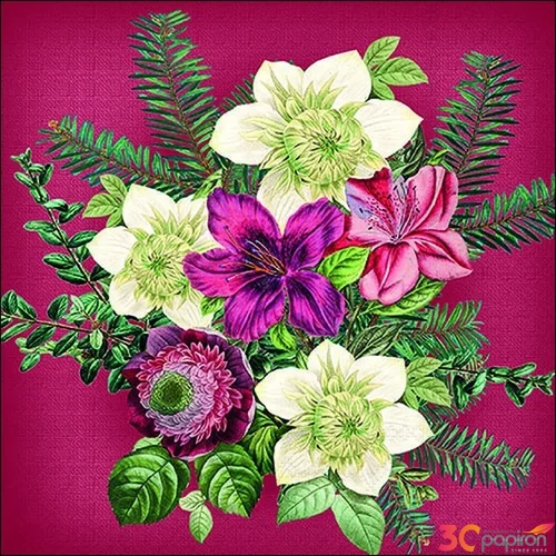 Szalvéta Ambiante Azalea and helleborus red papír papírszalvéta 33x33cm,20db-os