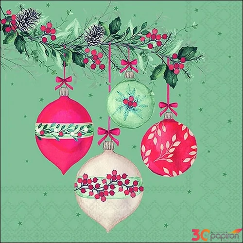 Szalvéta Ambiante Berry baubles green papírszalvéta 25x25cm,15db-os