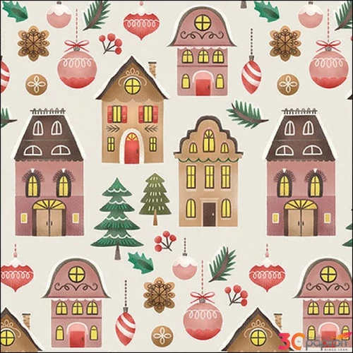 Szalvéta Ambiante Christmas at home cream papír papírszalvéta 33x33cm,20db-os
