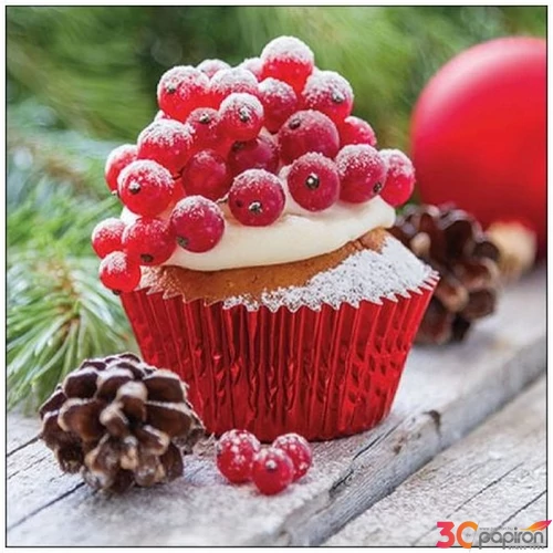 Szalvéta Ambiante Christmas cupcake papír papírszalvéta 33x33cm,20db-os