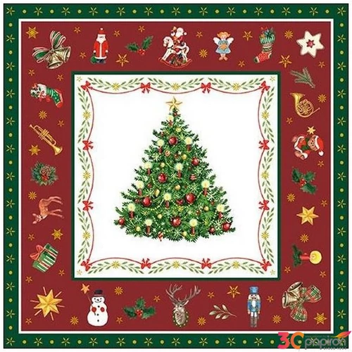 Szalvéta Ambiante Christmas Evergreen red papír papírszalvéta 33x33cm,20db-os