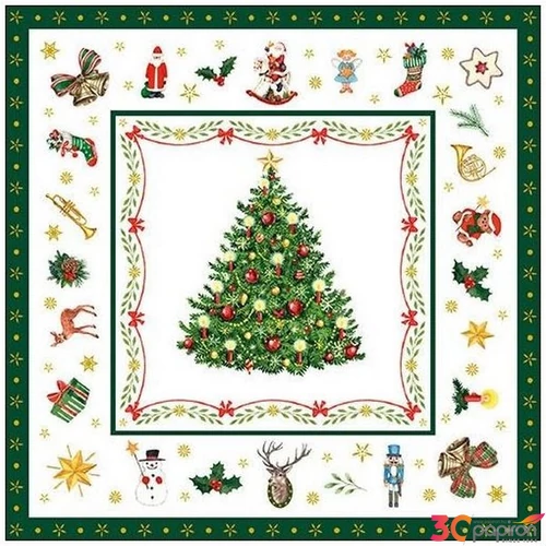 Szalvéta Ambiante Christmas Evergreen white papír papírszalvéta 33x33cm,20db-os