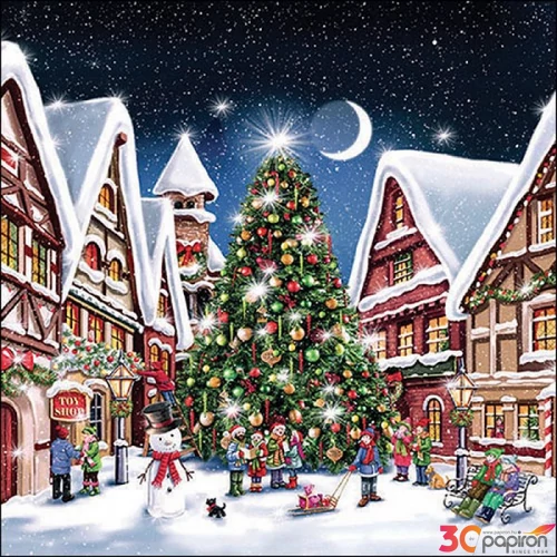 Szalvéta 33x33cm karácsonyi Christmas market 20db-os 
