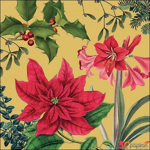 Szalvéta Ambiante Christmas plants godl papír papírszalvéta 33x33cm,20db-os