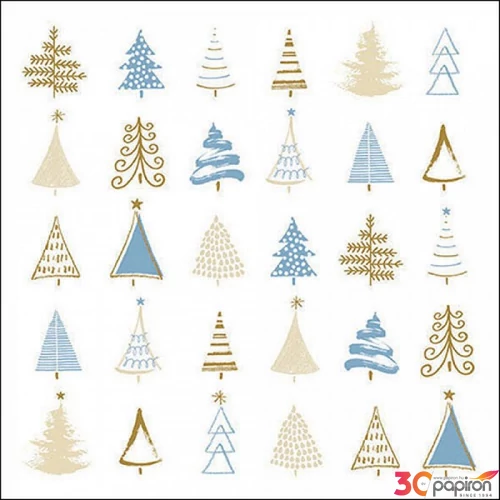 Szalvéta Ambiante Christmas tree doodl es blue papír papírszalvéta 33x33cm,20db-os