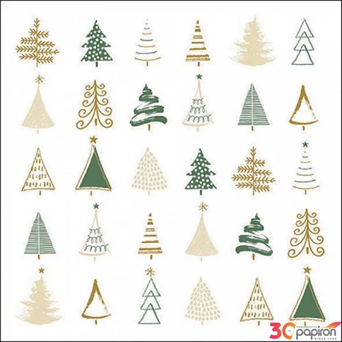 Szalvéta Ambiante Christmas tree doodl es green papír papírszalvéta 33x33cm,20db-os