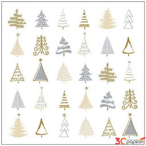 Szalvéta karácsonyi Christmas tree doodles silver 33x33cm 3rétegű 20db/csomag