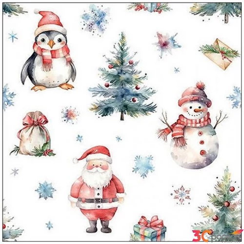 Szalvéta karácsonyi Christmas trio white 33x33cm 3rétegű 20db/csomag
