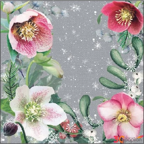 Szalvéta Ambiante Helleborus Orientalis Grey papírszalvéta 25x25cm,15db-os