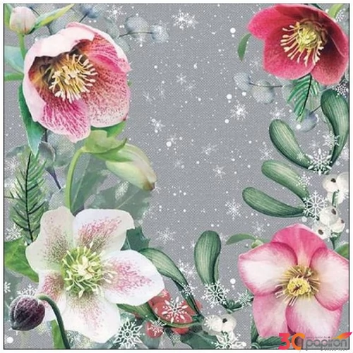 Szalvéta Ambiante Helleborus Orientalis Grey papírszalvéta 33x33cm,20db-os
