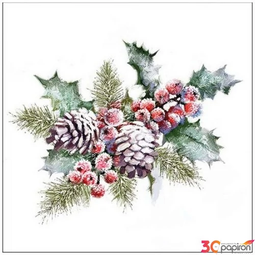 Szalvéta Ambiante Holly And Berries papír papírszalvéta 33x33cm,20db-os