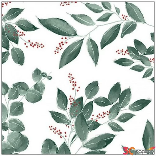 Szalvéta Ambiante Leaves and berries white papírszalvéta 25x25cm,15db-os