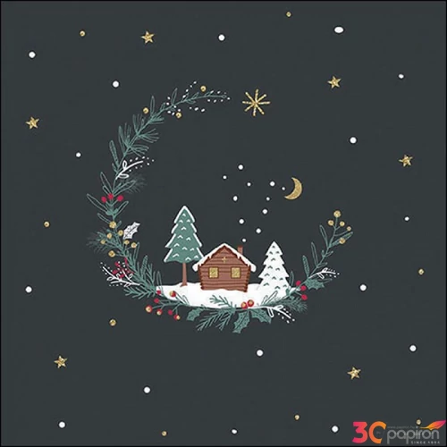 Szalvéta Ambiante Little wood cabin anthracite papírszalvéta 33x33cm,20db-os