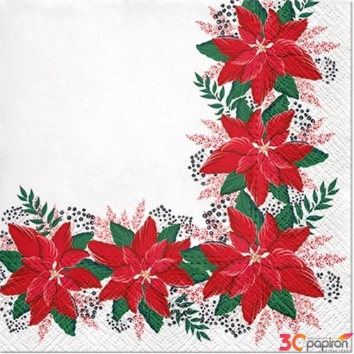 Szalvéta Ambiante Lovely Poinsettia papírszalvéta 33x33cm,20db-os