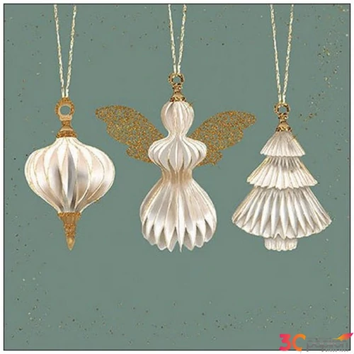 Szalvéta Ambiante Paper ornaments sage papírszalvéta 33x33cm,20db-os