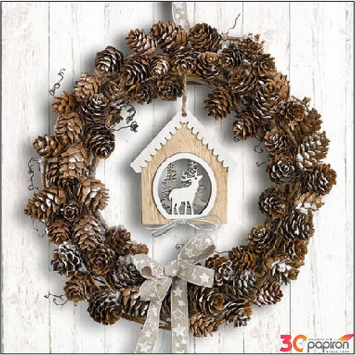 Szalvéta Ambiante Pine Cone Wreath papírszalvéta 25x25cm,15db-os