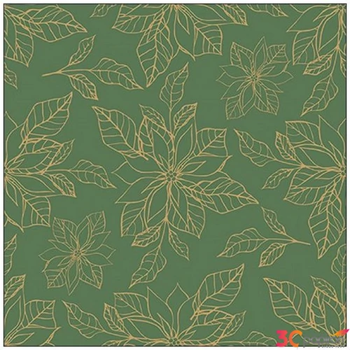 Szalvéta Ambiante Poinsettia outline green papírszalvéta 33x33cm,20db-os