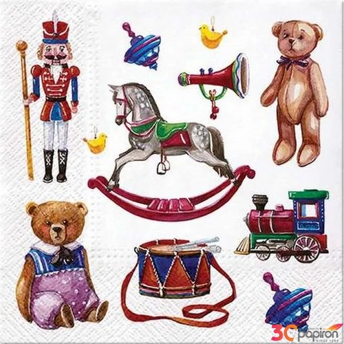 Szalvéta 33x33cm karácsonyi Retro Toys 20db-os