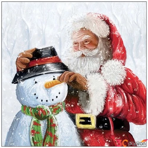 Szalvéta Ambiante Santa and snowman papírszalvéta 33x33cm,20db-os