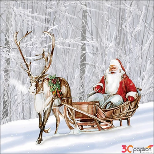 Szalvéta Ambiante Santa in snowy forest papírszalvéta 33x33cm,20db-os