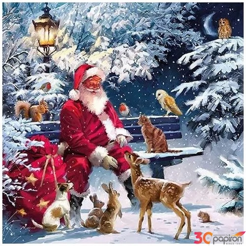 Szalvéta Ambiante Santa On Bench papírszalvéta 33x33cm,20db-os