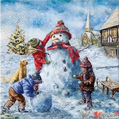 Szalvéta karácsonyi Snowman fun papírszalvéta 33x33cm,20db-os