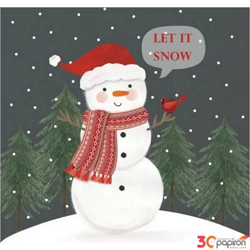 Szalvéta karácsonyi Snowman in Grey papírszalvéta 33x33cm,20db-os