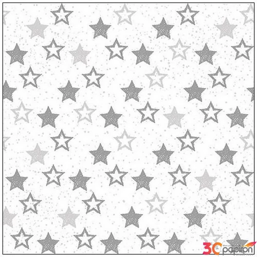 Szalvéta Ambiante Stars All Over Silver papírszalvéta 33x33cm,20db-os