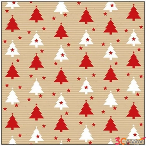 Szalvéta Ambiante Trees and stars red papírszalvéta 33x33cm,20db-os