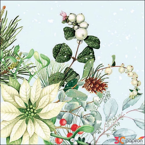 Szalvéta Ambiante White poinsettia papírszalvéta 25x25cm,15db-os