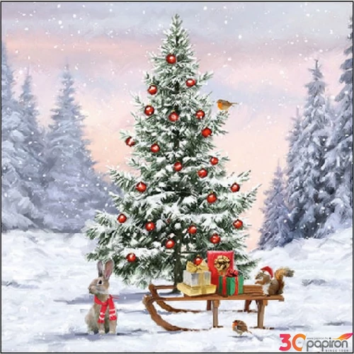 Szalvéta Ambiante Winter Animals papírszalvéta 25x25cm,15db-os