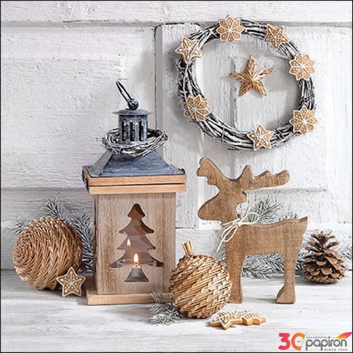 Szalvéta Ambiante Wooden decorations papírszalvéta 33x33cm,20db-os
