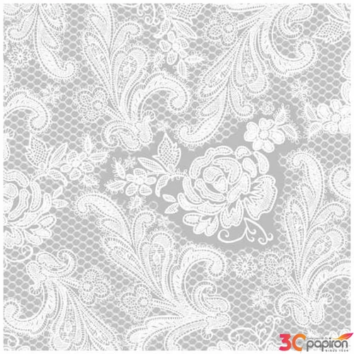Szalvéta 33x33cm Lace Royal silver white dombornyomott papírszalvéta 33x33cm,15db-os