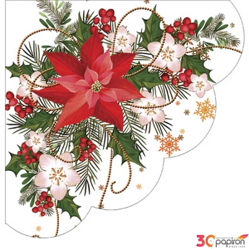Szalvéta 33x33cm Paw Poinsetia composition 12db/csomag 3rétegű