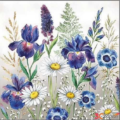 Szalvéta Ambiante Mixed Meadow Flowers papírszalvéta 25x25cm,15db-os