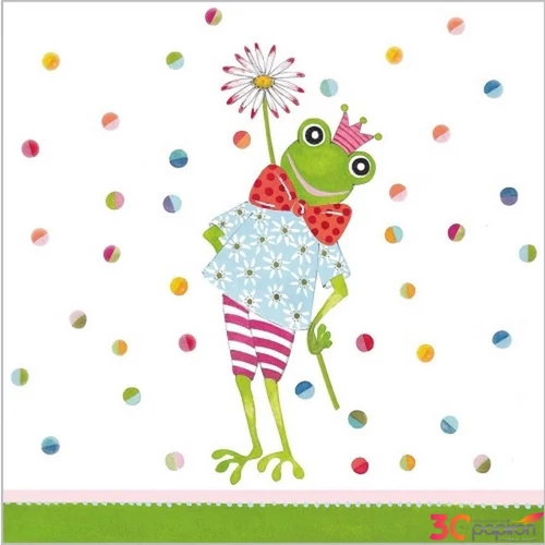 Szalvéta PPD békás Happy Frog 33x33cm, 20db-os papírszalvéta 33x33cm,20db-os