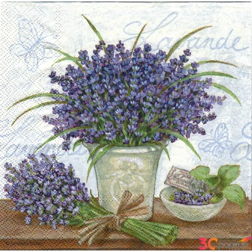 Szalvéta Ambiente Lavender Levender Scene cream dombornyomott 33x33cm 3rétegű 15db/csom