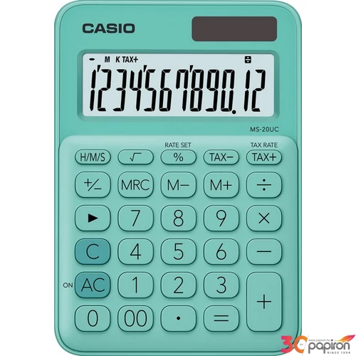 SzámoLógép Casio MS-20UC GN asztali számológép 12digites zöld