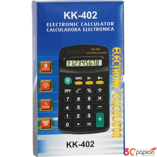SzámoLógép Kenko KK-402 zsebszámológép -Fekete- napelemes kb. 11,5x6,5cm-es, 8 digites