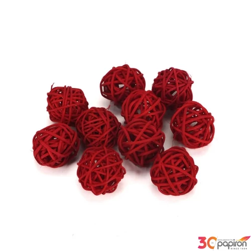 Szárított termés rattan gömb 3cm-es (10db/csomag) piros színű [5998997740700] vessző gömb