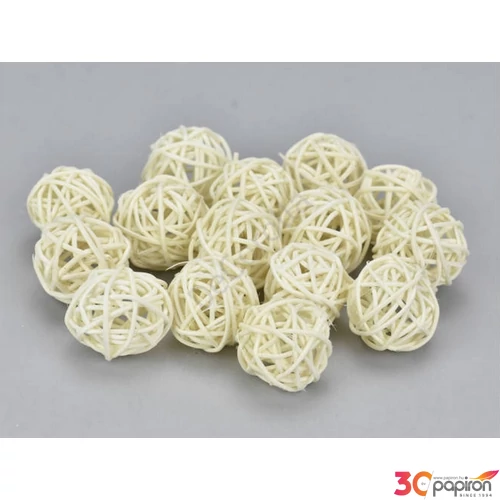 Szárított termés rattan gömb 3cm-es (15db/csomag) krém színű [5998997740700] vessző gömb
